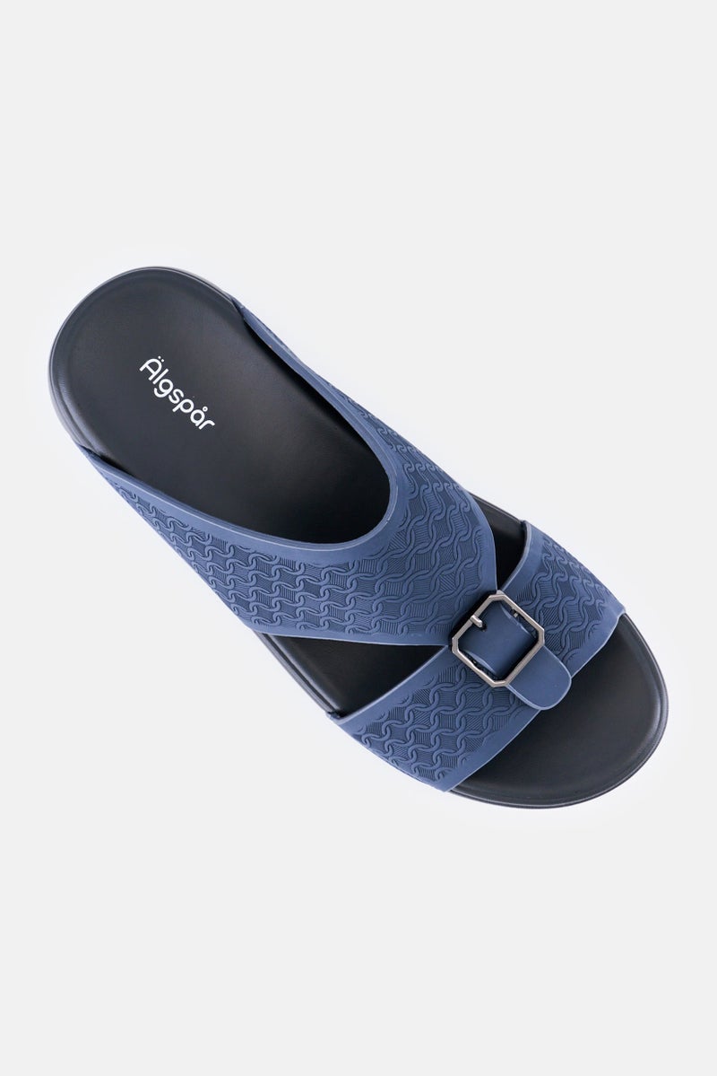 Algspar Men 2 Strap Slip On Arabic Sandals, Navy - Image 4