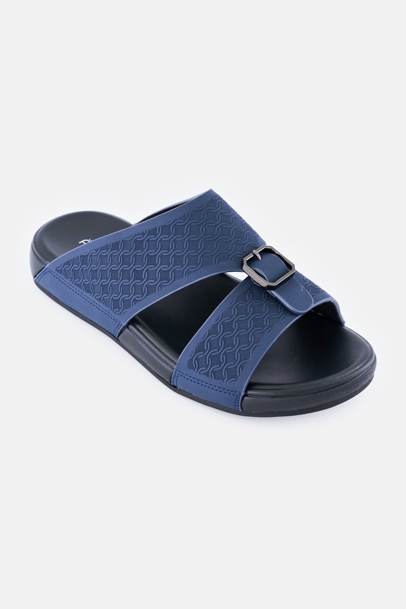 Algspar Men 2 Strap Slip On Arabic Sandals, Navy - Image 1