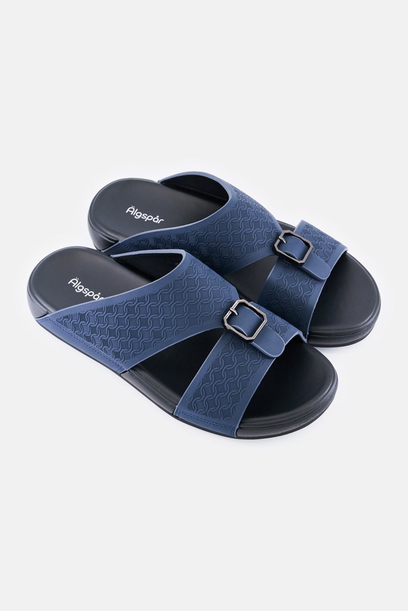 Algspar Men 2 Strap Slip On Arabic Sandals, Navy - Image 2