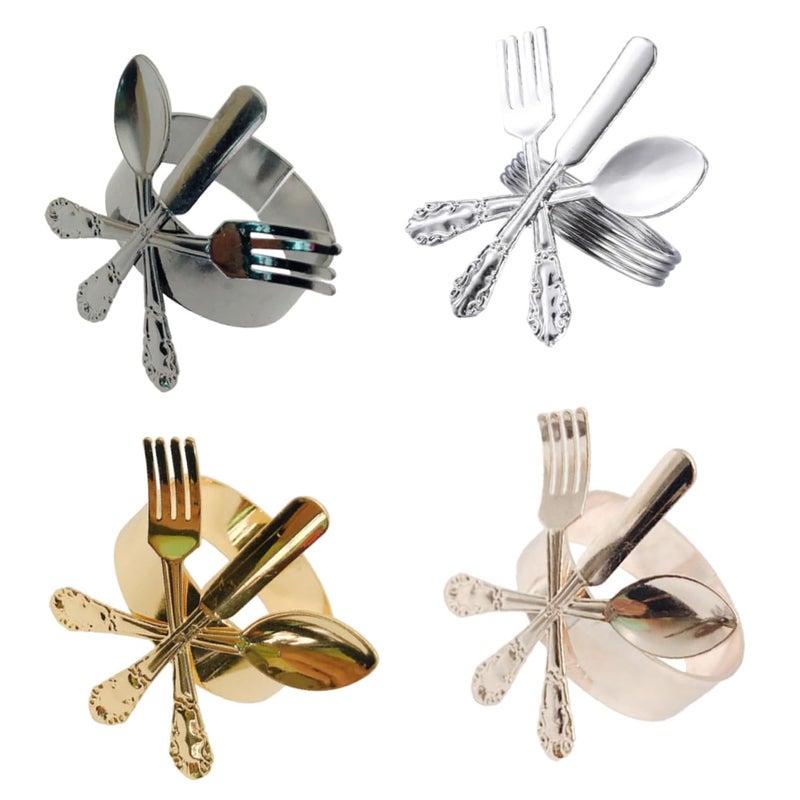 Glossy Metal Napkin Rings Holder Set Of 4 For Wedding Table Decoration Home Restaurant - Image 2