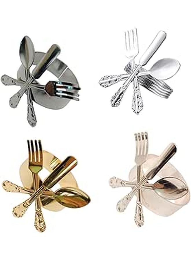 Glossy Metal Napkin Rings Holder Set Of 4 For Wedding Table Decoration Home Restaurant - Image 1