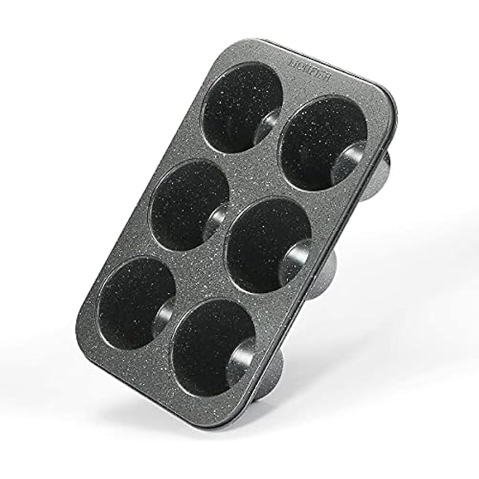 جامبو ديب مافن بان 6 أكواب كب كيك كبير رمادي جرانيت تشطيب من الكربون الصلب مافن القصدير 35X3 بوصة كوب عميق 6 أكواب - Image 4