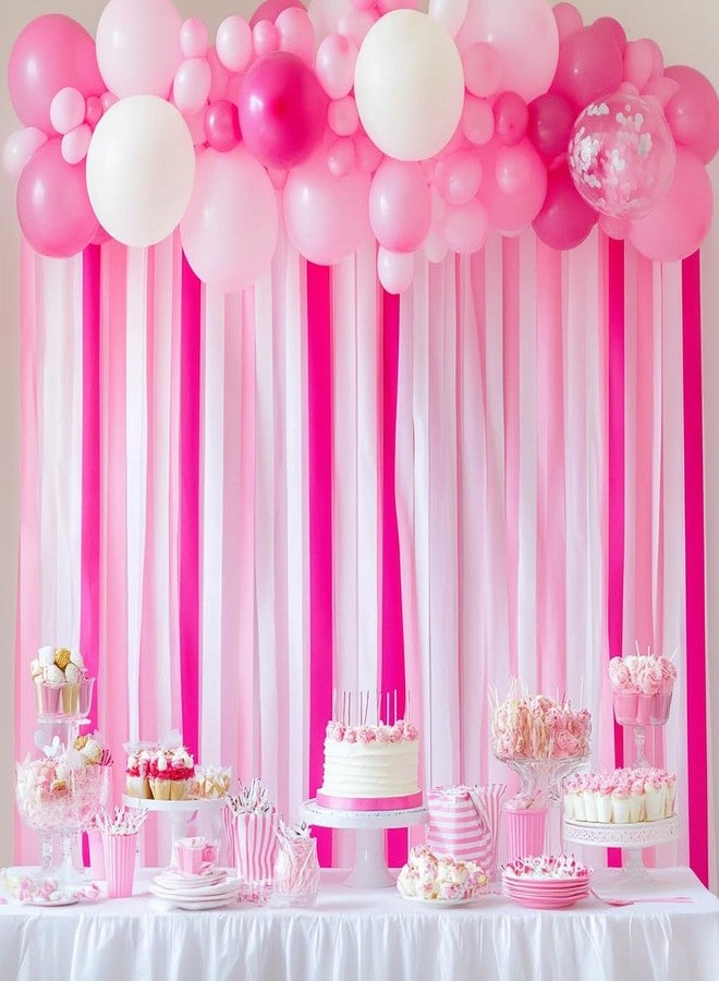 Captain Decor Crepe Paper Pack of 8 Pink and White Color Streamers - Image 2
