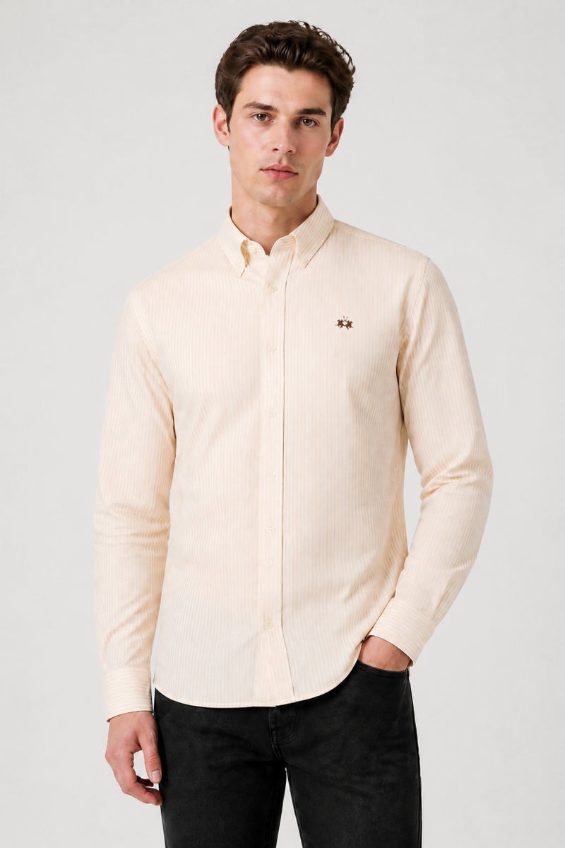 La Martina Men Slim Fit Embroidered Logo Long Sleeve Casual Shirt, Multicolor - Image 1
