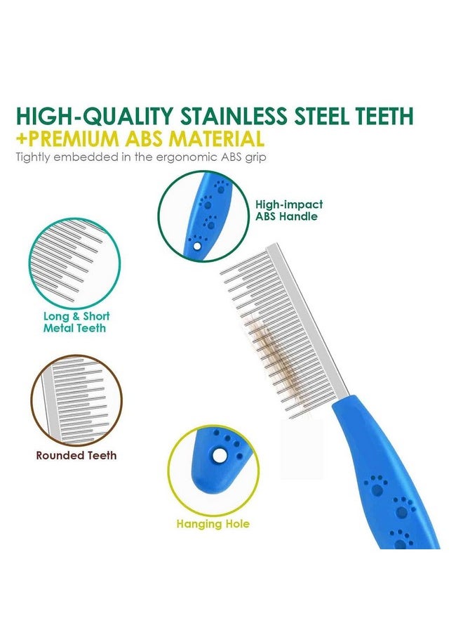 PET Pet Grooming Comb For Dog & Cat, Short And Long Teeth Deshedding Brush, Professional Stainless Steel Dematting Tool Removes Knots, Mats And Tangles - Color May Vary  - Image 4