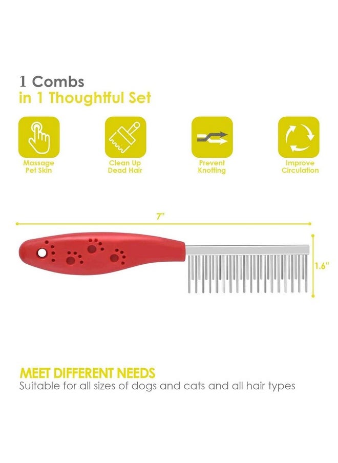 PET Pet Grooming Comb For Dog & Cat, Short And Long Teeth Deshedding Brush, Professional Stainless Steel Dematting Tool Removes Knots, Mats And Tangles - Color May Vary  - Image 3