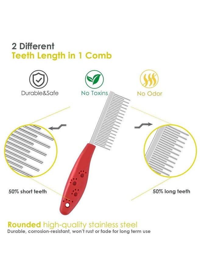 PET Pet Grooming Comb For Dog & Cat, Short And Long Teeth Deshedding Brush, Professional Stainless Steel Dematting Tool Removes Knots, Mats And Tangles - Color May Vary  - Image 5