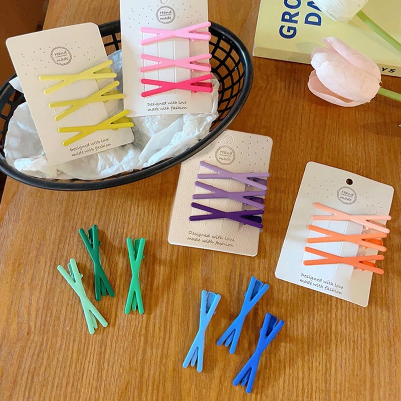 Ouliget Female Hair Clips, Candy Colored Matte Plastic Coated Hair Clips, Korean Minimalist Small Hair Clip, X shape Clip, 18 Pieces, 2.3 Inches - Image 4