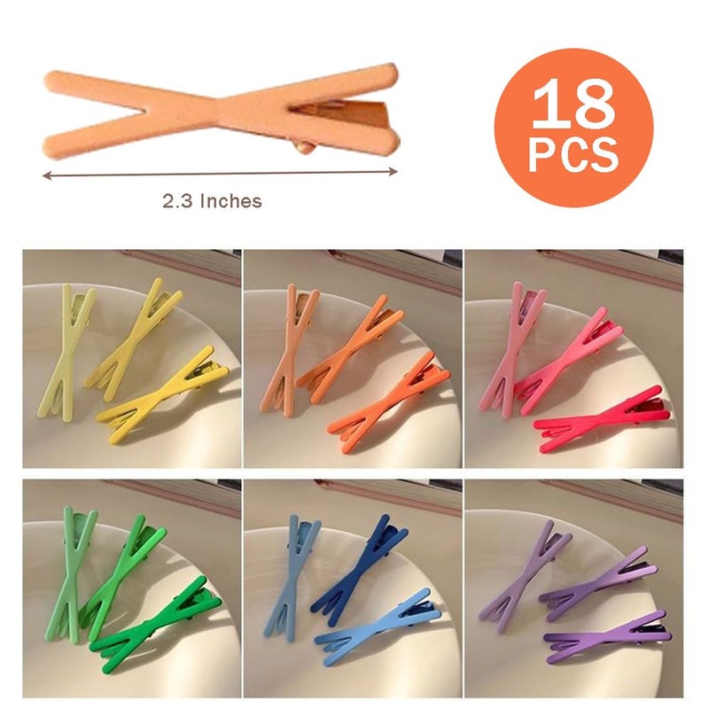 Ouliget Female Hair Clips, Candy Colored Matte Plastic Coated Hair Clips, Korean Minimalist Small Hair Clip, X shape Clip, 18 Pieces, 2.3 Inches - Image 3