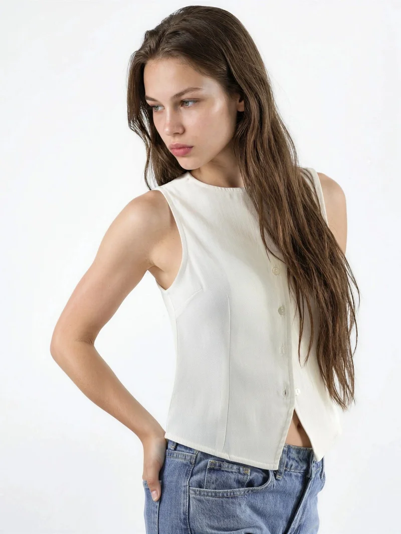 هيكاب Buttoned Textured Top