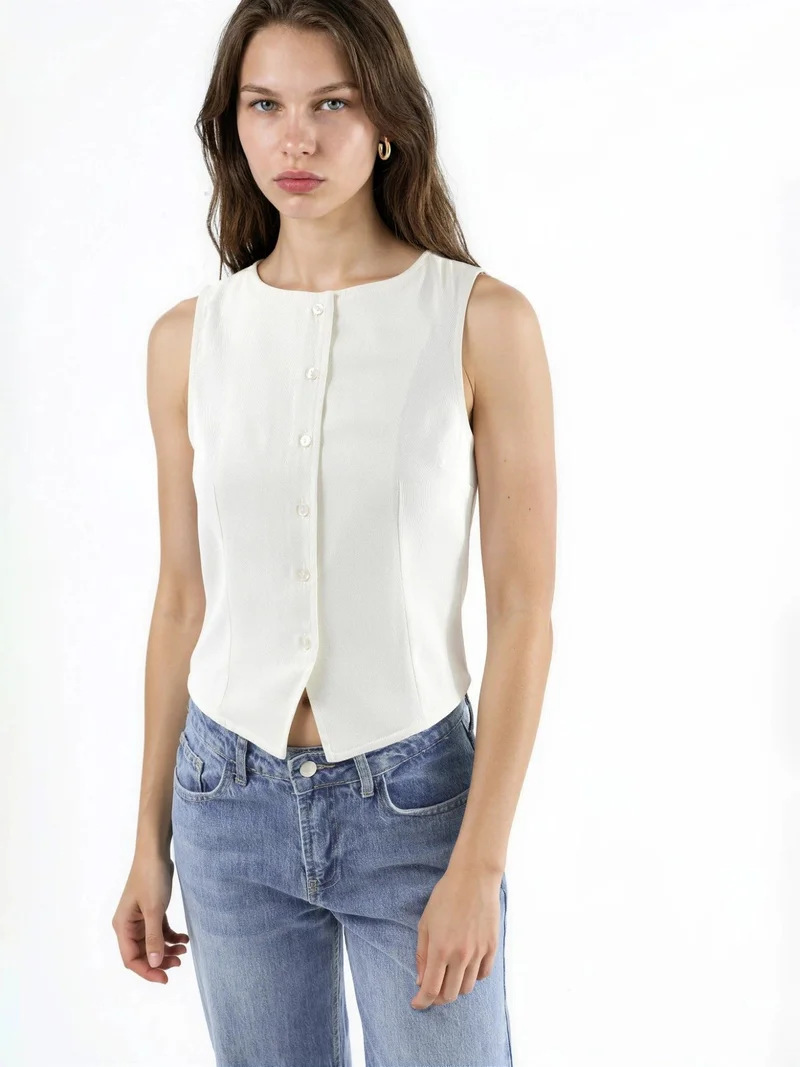 هيكاب Buttoned Textured Top
