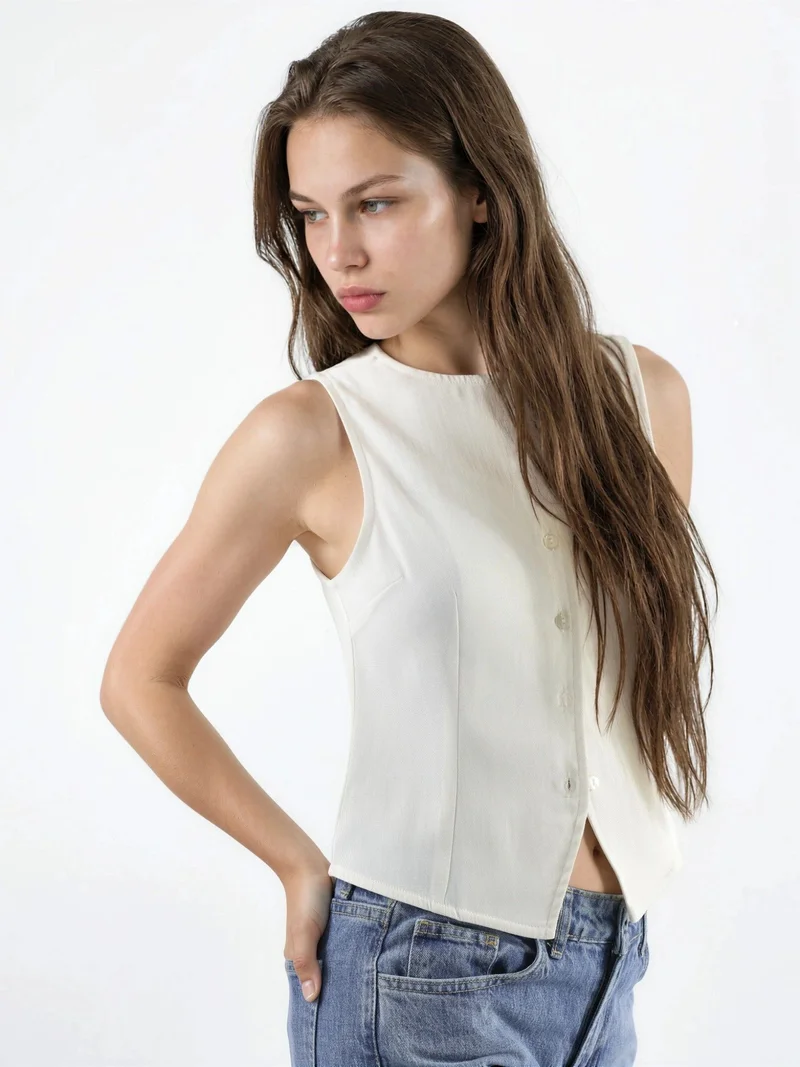 هيكاب Buttoned Textured Top