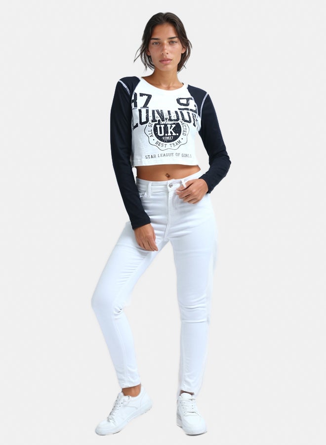 Printed "London" Cotton Long Sleeves Tee