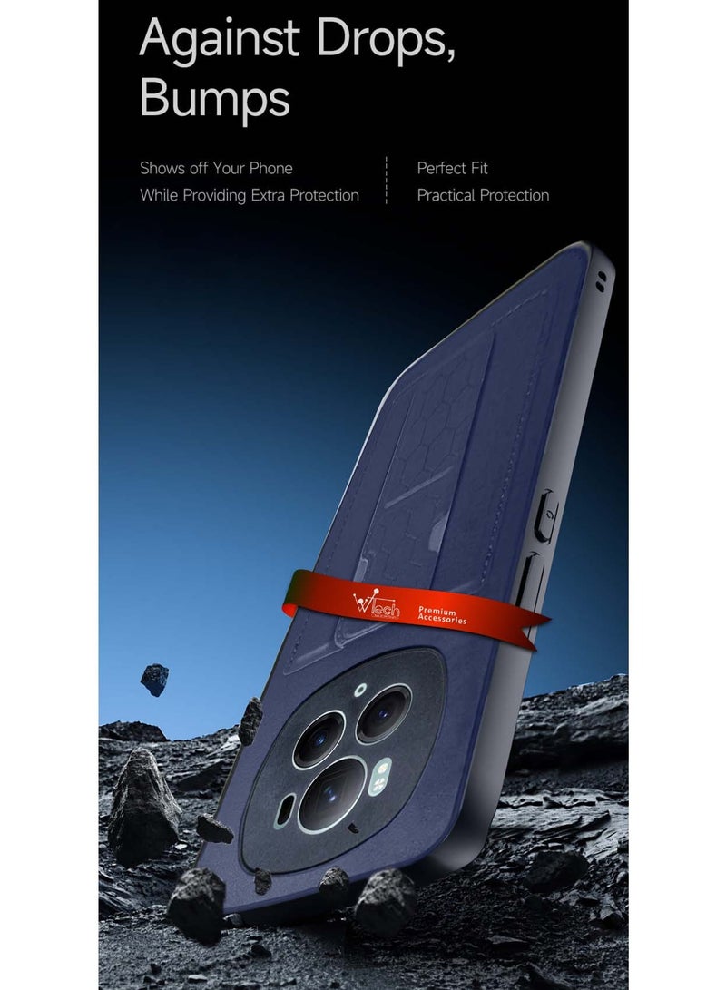 Wtech Soft Silicone TPU Card Holder With Hand Grip Case Cover For Honor Magic6 Pro 5G 2024 Navy Blue - Image 3