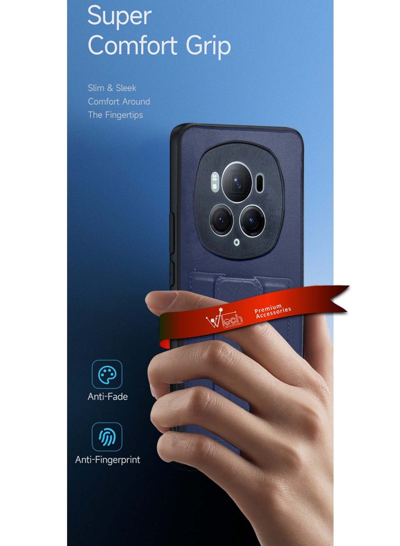 Wtech Soft Silicone TPU Card Holder With Hand Grip Case Cover For Honor Magic6 Pro 5G 2024 Navy Blue - Image 2