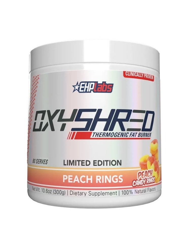 EHP Labs Oxyshred Thermogenic Fat Burner Peach Rings 60 Servings 300g 