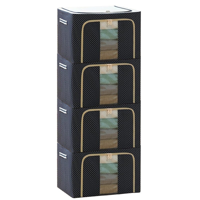 Maraxis Pack of 1Clothes Storage BoxMulti 66 Litre Rectangular Foldable Clothes Storage Boxbin Boxes Extra Foldable Stackable Container OrganizerCloth Storage Bags with Zip - Image 1