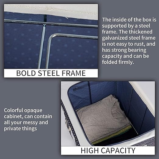 Maraxis Pack of 1Clothes Storage BoxMulti 66 Litre Rectangular Foldable Clothes Storage Boxbin Boxes Extra Foldable Stackable Container OrganizerCloth Storage Bags with Zip - Image 2