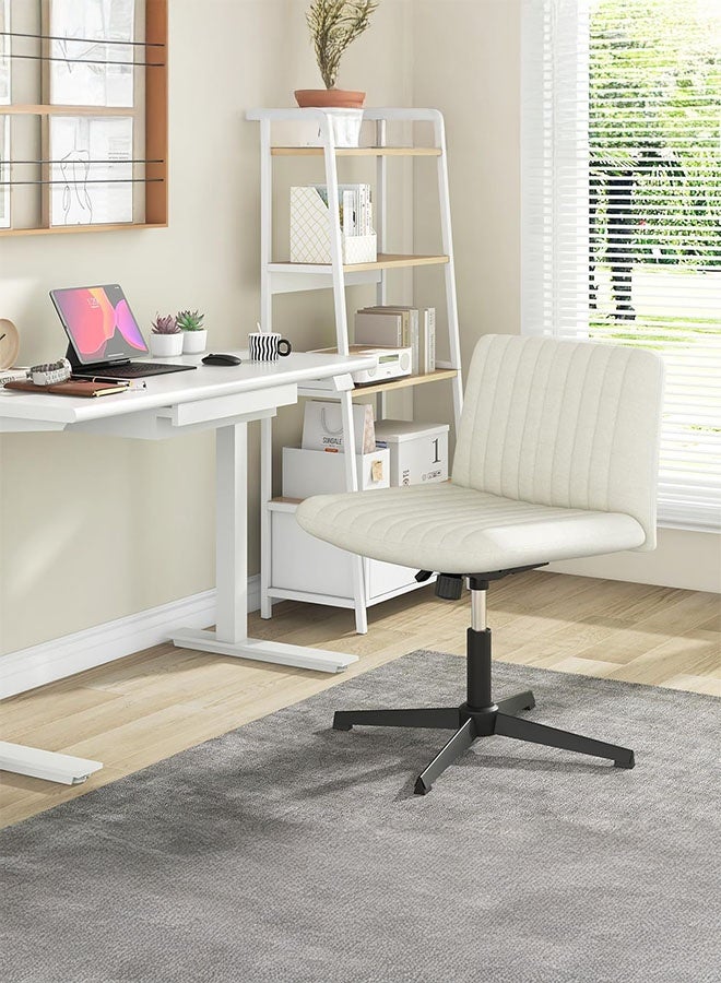 LEDIN Cross Legged Chair, Armless Office Chair Desk Chair with Adjustable Height & Wide Seat, Modern Swivel Vanity Chair Padded Computer Chair for Home Office Bedroom Study (Beige)  - Image 3