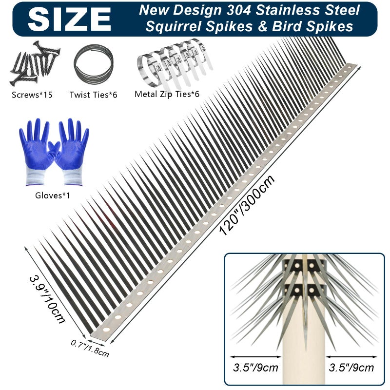 WHCDSTGJ Bird Spikes, Squirrel Spikes and Squirrel Baffles Keep Raccoons, Cats and Snakes Away from Gardens, Fences and Climbing Bird Feeder Poles.(120 inches) - Image 2