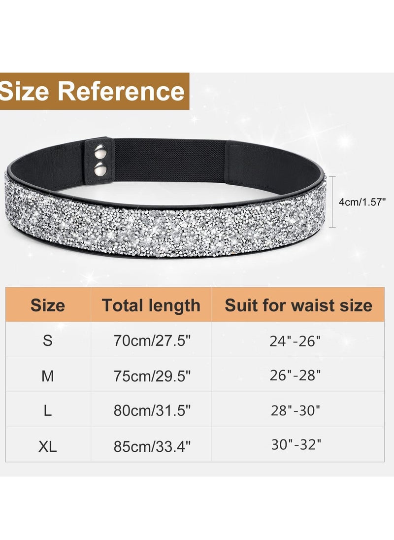 KASTWAVE - Rhinestone Elastic Belt for Women, Stretchy Shiny Crystal Belt Bling Wide Waist Belt for Women Dress (S) - Image 1