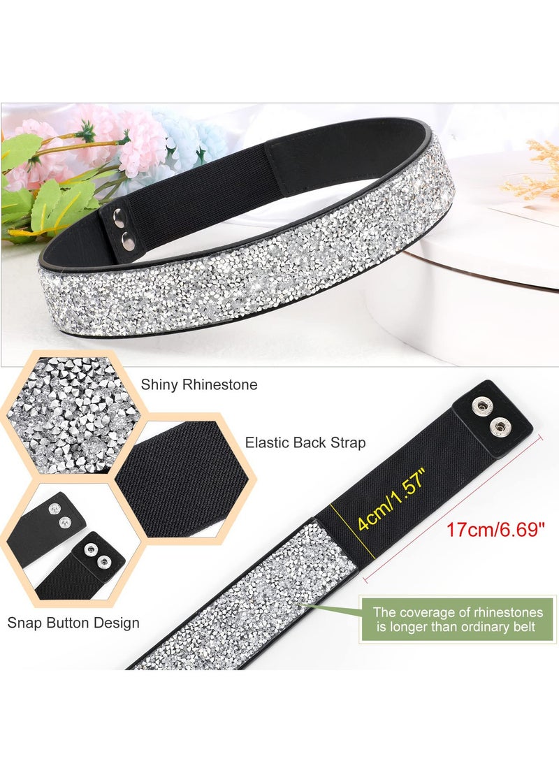 KASTWAVE - Rhinestone Elastic Belt for Women, Stretchy Shiny Crystal Belt Bling Wide Waist Belt for Women Dress (S) - Image 1
