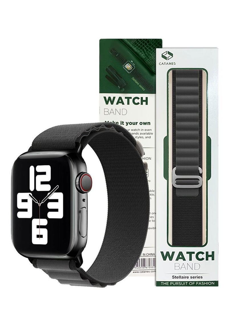 CATANES - Apple Watch Band Alpine Loop Band 38mm 40mm 41mm Women Men Adjustable with Metal G-Hook Strap for iWatch Series 7/SE/6/5/4/3/2/1 Black Grey - Image 1