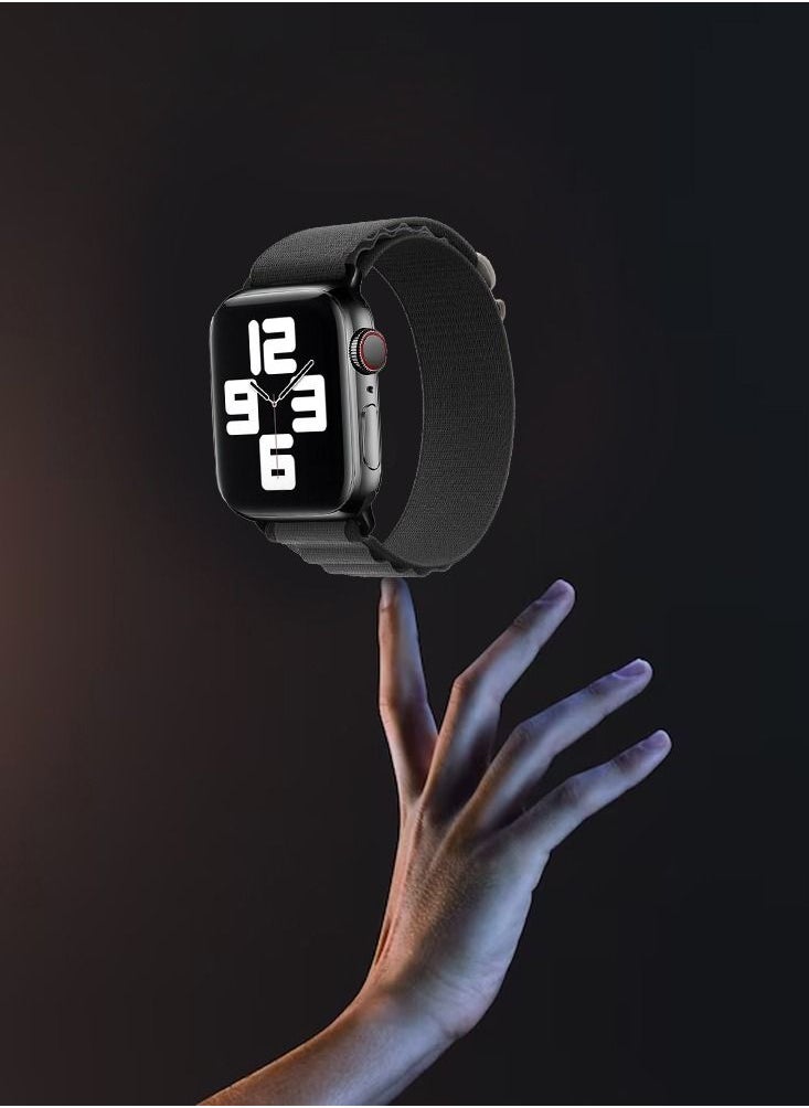 CATANES - Apple Watch Band Alpine Loop Band 38mm 40mm 41mm Women Men Adjustable with Metal G-Hook Strap for iWatch Series 7/SE/6/5/4/3/2/1 Black Grey - Image 1