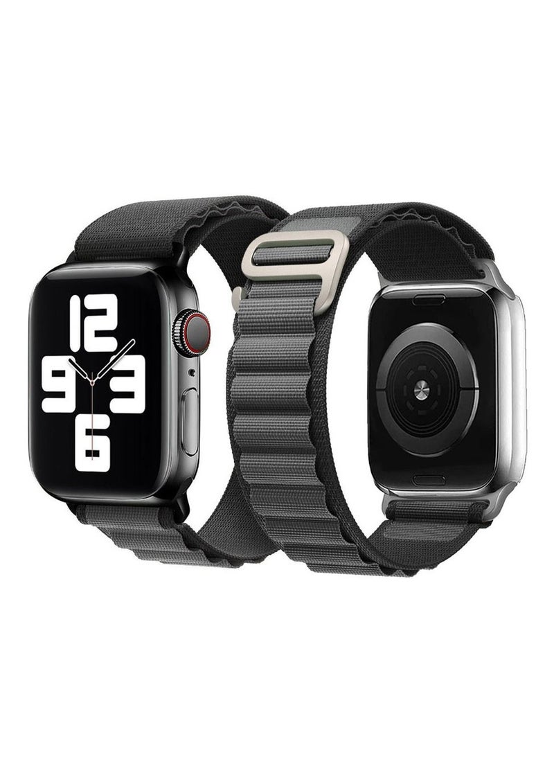 CATANES - Apple Watch Band Alpine Loop Band 38mm 40mm 41mm Women Men Adjustable with Metal G-Hook Strap for iWatch Series 7/SE/6/5/4/3/2/1 Black Grey - Image 1