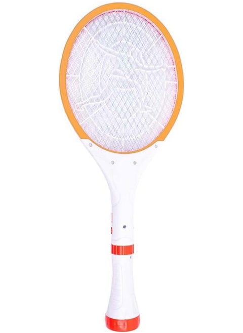 2-in-1 Handheld Bug Zapper Racket Electric Fly Swatter , rechargeable, contains LED light to attract insects and is equipped with a night light, safe stun net with effective electrical voltage to kill insects instantly, equipped with a safety button to protect children