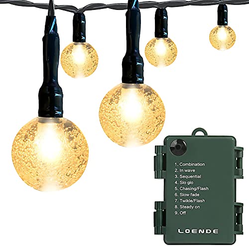 LOENDE Battery Operated Globe String Lights, Crystal Globe String Lights 16ft 30 LED 8 Modes Waterproof String Lights with Timer for Backyard Garden Balcony Pergola Wedding Party Decor(Warm White) - Image 1