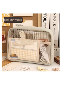Big Capacity Pencil Case Canvas High Large Storage Pouch Marker Pen Simple Stationery Bag School College Office Organizer For Teens Girls Adults Student-Beige Beige Unique