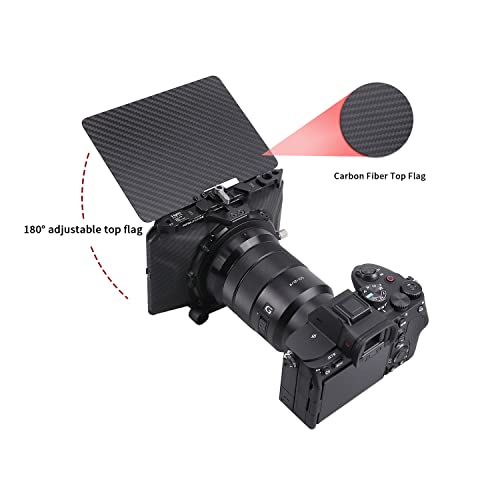 FOEASY Foto4easy 4x4/4x5.65 Lightweight Mini Matte Box with 15mm Rod Support for DSLR Mirrorless Cameras,Compatible with 52mm/55mm/58mm/62mm/67mm/72mm/77mm/82mm Lens - Image 2