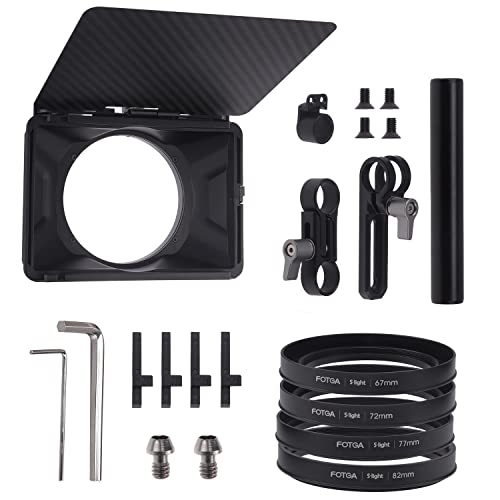 FOEASY Foto4easy 4x4/4x5.65 Lightweight Mini Matte Box with 15mm Rod Support for DSLR Mirrorless Cameras,Compatible with 52mm/55mm/58mm/62mm/67mm/72mm/77mm/82mm Lens - Image 5