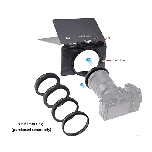 FOEASY Foto4easy 4x4/4x5.65 Lightweight Mini Matte Box with 15mm Rod Support for DSLR Mirrorless Cameras,Compatible with 52mm/55mm/58mm/62mm/67mm/72mm/77mm/82mm Lens - Image 4