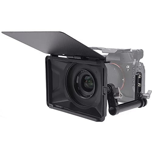 FOEASY Foto4easy 4x4/4x5.65 Lightweight Mini Matte Box with 15mm Rod Support for DSLR Mirrorless Cameras,Compatible with 52mm/55mm/58mm/62mm/67mm/72mm/77mm/82mm Lens - Image 1