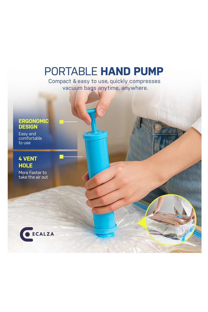 ECALZA Vacuum Storage Bags - Pack of 7 (1Jumbo/1 Large/2 Medium/2 Small/1 Pump) Re-usable Travel Compression Storage Bags For Clothes, Comforters & Blankets - Space Saver Bags with Hand Pump - Image 3