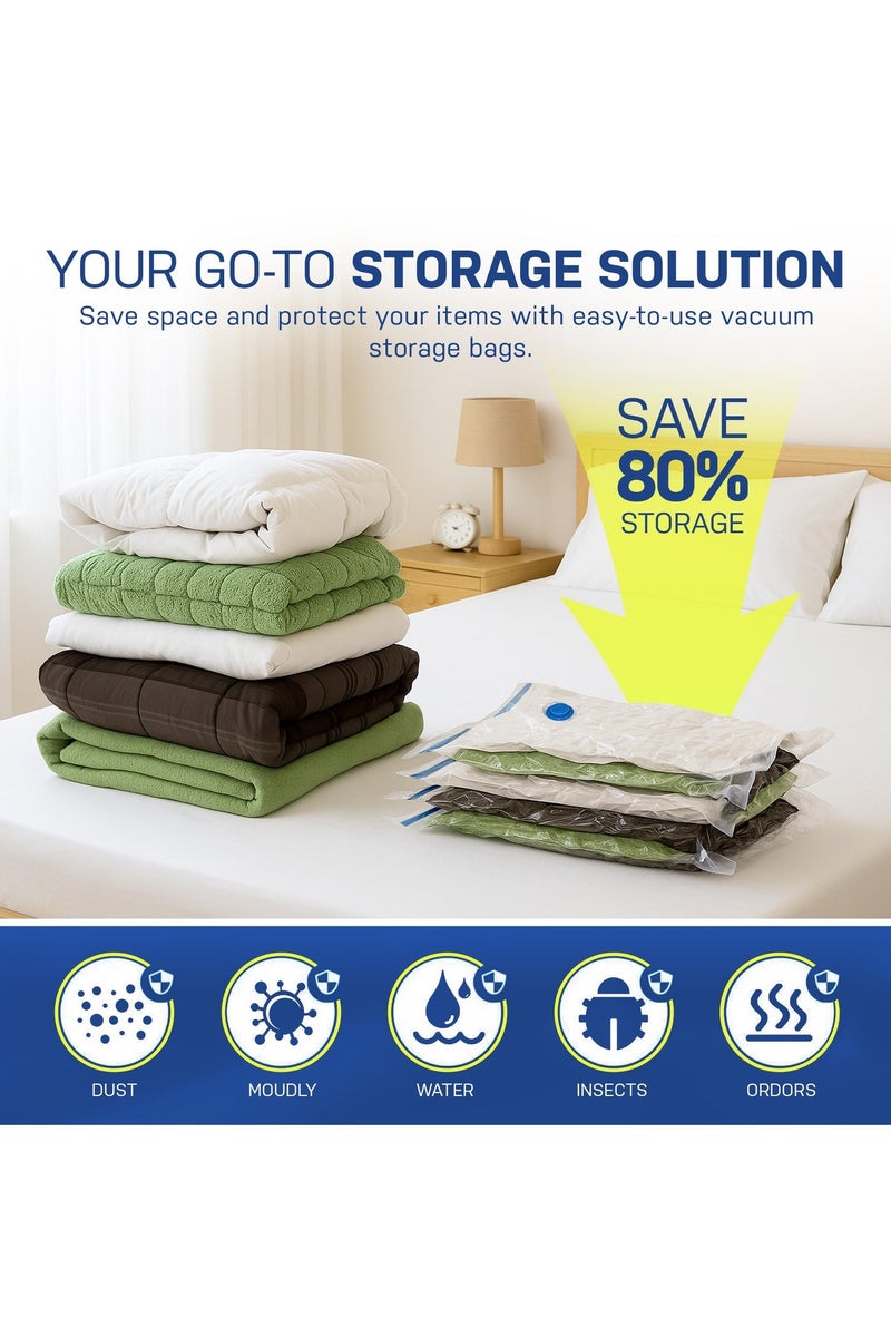 ECALZA Vacuum Storage Bags - Pack of 7 (1Jumbo/1 Large/2 Medium/2 Small/1 Pump) Re-usable Travel Compression Storage Bags For Clothes, Comforters & Blankets - Space Saver Bags with Hand Pump - Image 5