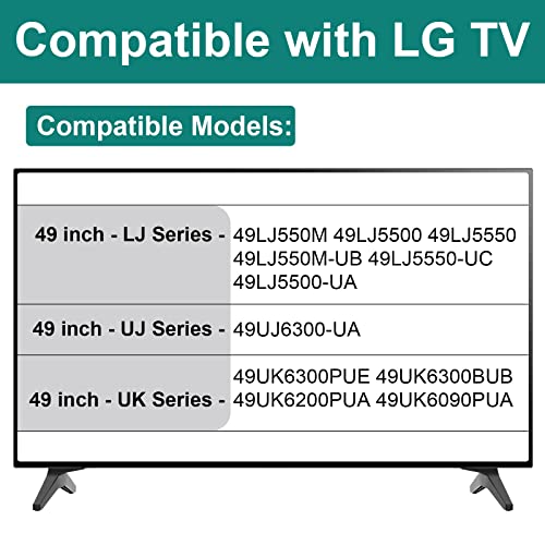 Maozhren Base Stand for LG TV Legs, Replacement for 49 Inch LG TV Stand 49LJ550M 49LJ5500 49LJ5550 49LJ550M-UB 49LJ5550-UC 49LJ5500-UA 49UJ6300-UA 49UK6300PUE 49UK6300BUB 49UK6200PUA 49UK6090PUA with Screws - Image 2
