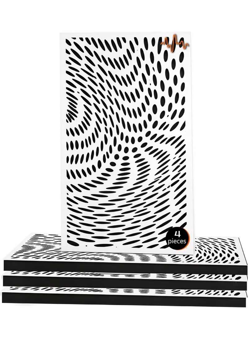 Acoustic Motion Acoustic diffuser panels 25x50x5.5 cm TRIPPY design with Self-Adhesive,Sound Proof,Diffusion Panels for Home,Studio,Office,Wall art Foam+wood Boards For Acoustic Room Treatment,White,4 pieces - Image 1
