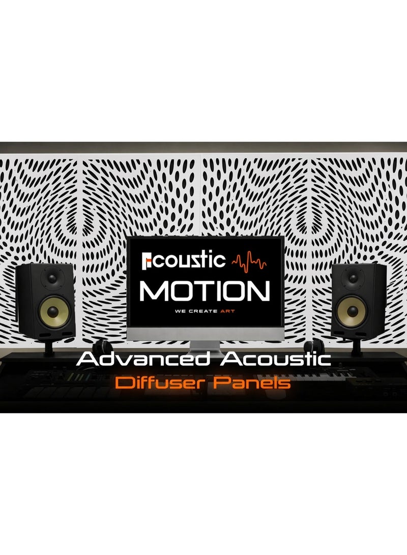 Acoustic Motion Acoustic diffuser panels 25x50x5.5 cm TRIPPY design with Self-Adhesive,Sound Proof,Diffusion Panels for Home,Studio,Office,Wall art Foam+wood Boards For Acoustic Room Treatment,White,4 pieces - Image 3