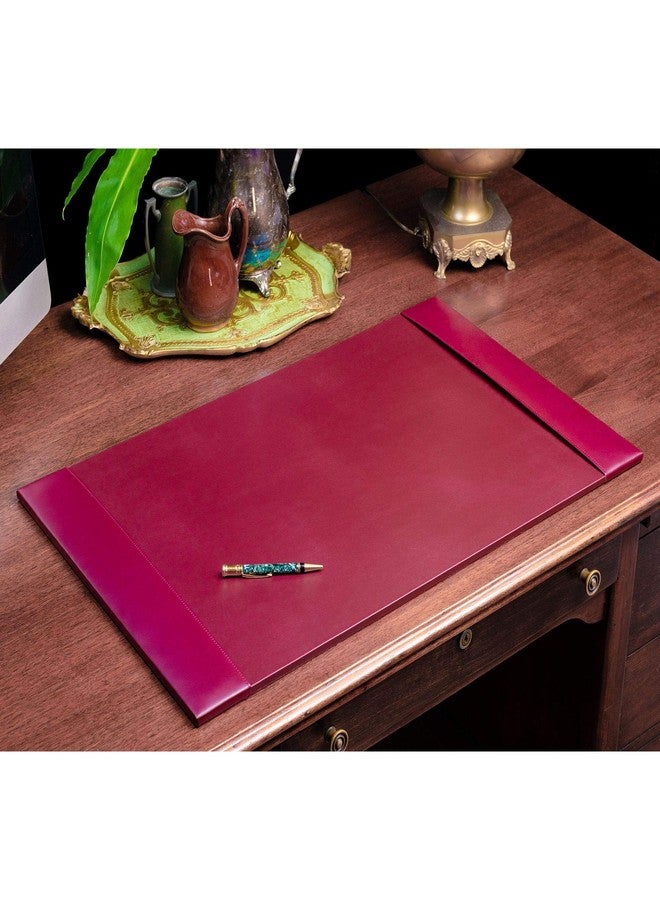 DACASSO Bonded Leather Desk Pad with Side Rails - Luxury Leather Desk Blotter for Writing - Padded Executive Desk Surface Protector - ( Burgundy, 30” x 18”) - Image 2