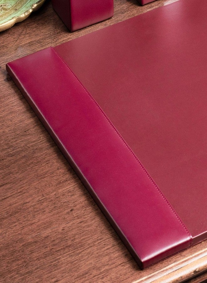 DACASSO Bonded Leather Desk Pad with Side Rails - Luxury Leather Desk Blotter for Writing - Padded Executive Desk Surface Protector - ( Burgundy, 30” x 18”) - Image 5