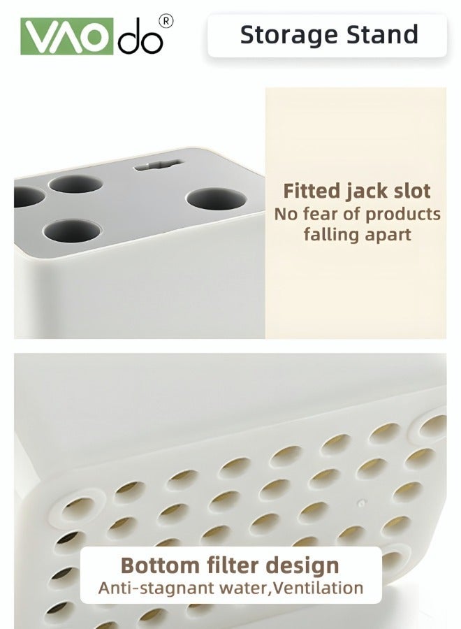 فاو دو مجموعة أدوات مطبخ 6 قطع مع حامل، مجموعة أدوات طهي مع مقشرة وفتاحة زجاجات ومقص وخفاقة، أدوات مطبخ خالية من مادة BPA، لون أبيض - Image 4