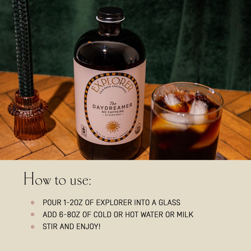 Explorer Cold Brew Organic Liquid Coffee Concentrate, Daydreamer Decaf, Drink Iced or Hot, 32 fl oz, Makes 20+ Cups - Image 5