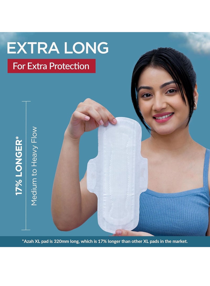 AZAH Sanitary Pads for Women (20 Reg + 20 XL) [Pack of 40] 100% Rash-Free sanitary napkins | 3x More Absorption, Cottony Soft and Dry Top Cover for heavy Flow | Toxin Free, Locks Odour, Leak-Proof