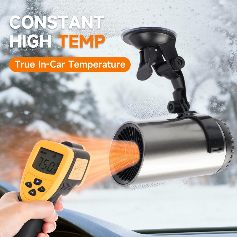 LLWAN Car Heater, 12V Portable Car Heater that Plugs into Cigarette Lighter, Defroster for Car Windshield, 2 in 1 Heating & Cooling Fast Heating Defrost Defogger with Suction Holder - Image 5