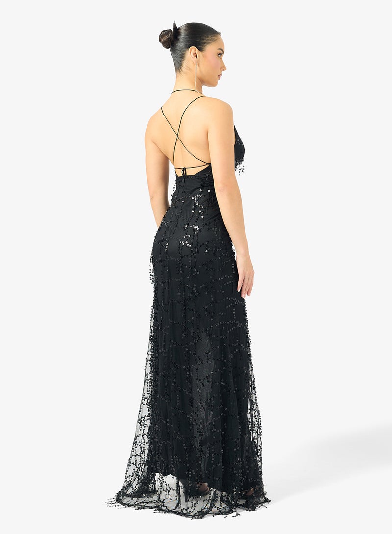 جينجر فستان ترتر بفتحة صدر عميقة وفتحة جانبية - Image 2