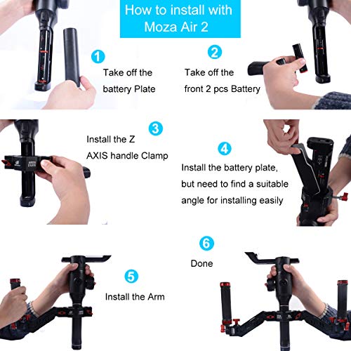DF DIGITALFOTO DIGITALFOTO Ares Z Axis Spring Gimbal Dual Handle,Damping Detachable Dual Grip Compatible with Crane 2, DJI RS2/RS3 Pro/RS4/RS 4 Pro/Mini/Ronin S/SC, FEIYU AK2000/4000, Moza Air 2 Axis Gimbal - Image 4