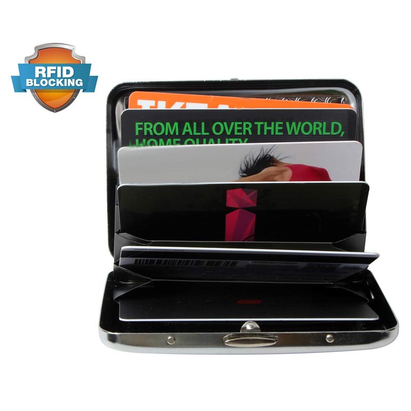 BOHONG RFID Blocking Credit Card Holder Metal wallet for Men Women - Stylish Travel Wallet - Best protection for Bank Debit, ID, ATM, Cards against Scanning Criminals - Image 2